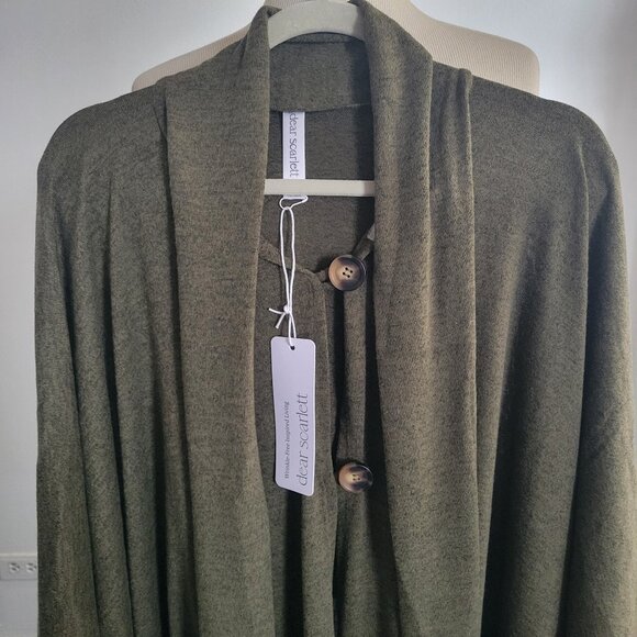 Dear Scarlett Sweaters - Dear Scarlett Green Knit Poncho Wrap Cape Cardigan (Size: One Size)